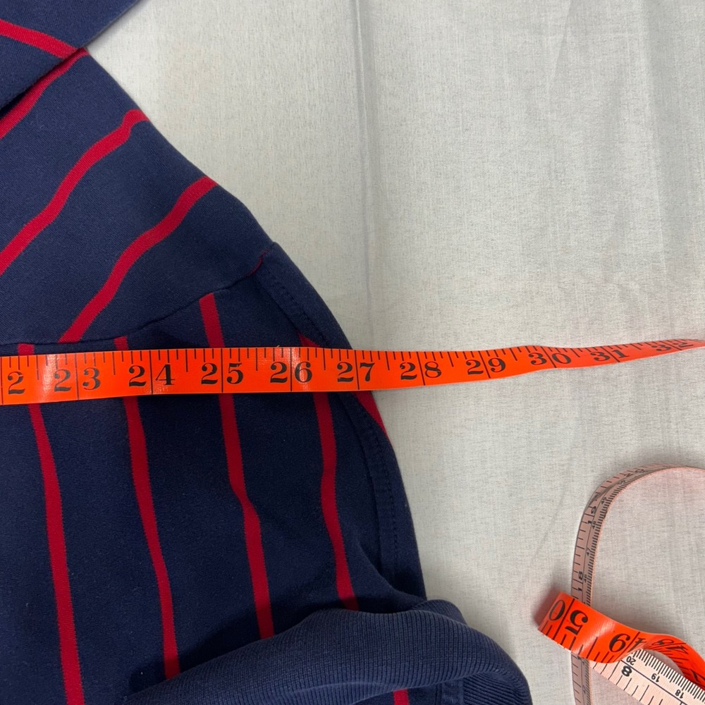 Polo Ralph Lauren Mens XL Long Sleeve Striped Polo Shirt Navy Blue Red - Picture 7 of 8